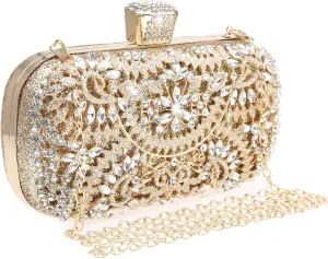 Womens Sparkly Rhinestone Crystal Clutch Bag Glitter Sequin Bridal Purse Evening Handbag for Wedding Party Prom