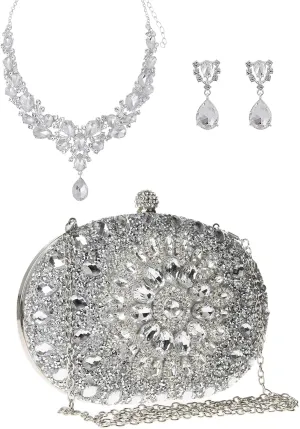 Womens Sparkly Rhinestone Glitter Clutch Purse Evening Handbag Shoulder Bag for Wedding Party Prom