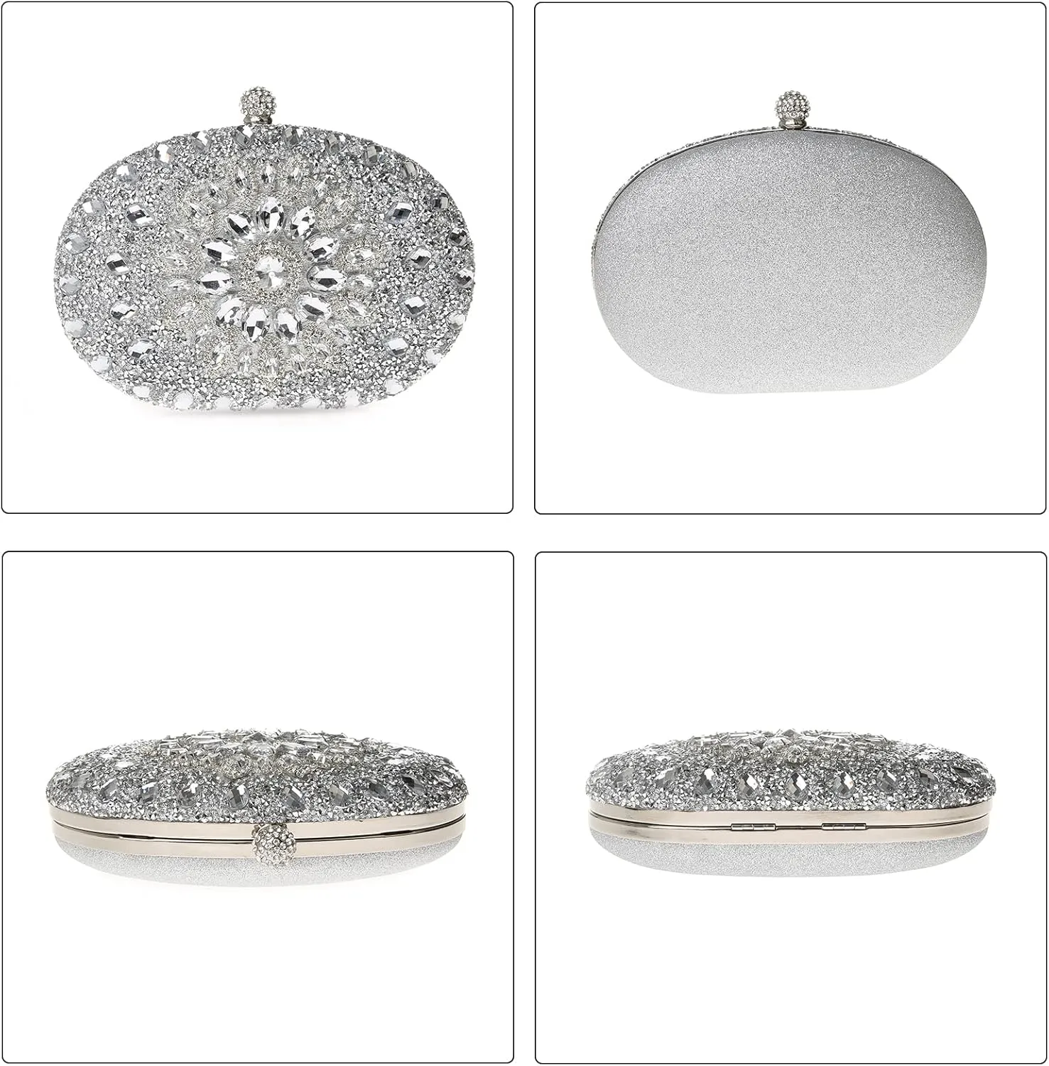 Womens Sparkly Rhinestone Glitter Clutch Purse Evening Handbag Shoulder Bag for Wedding Party Prom