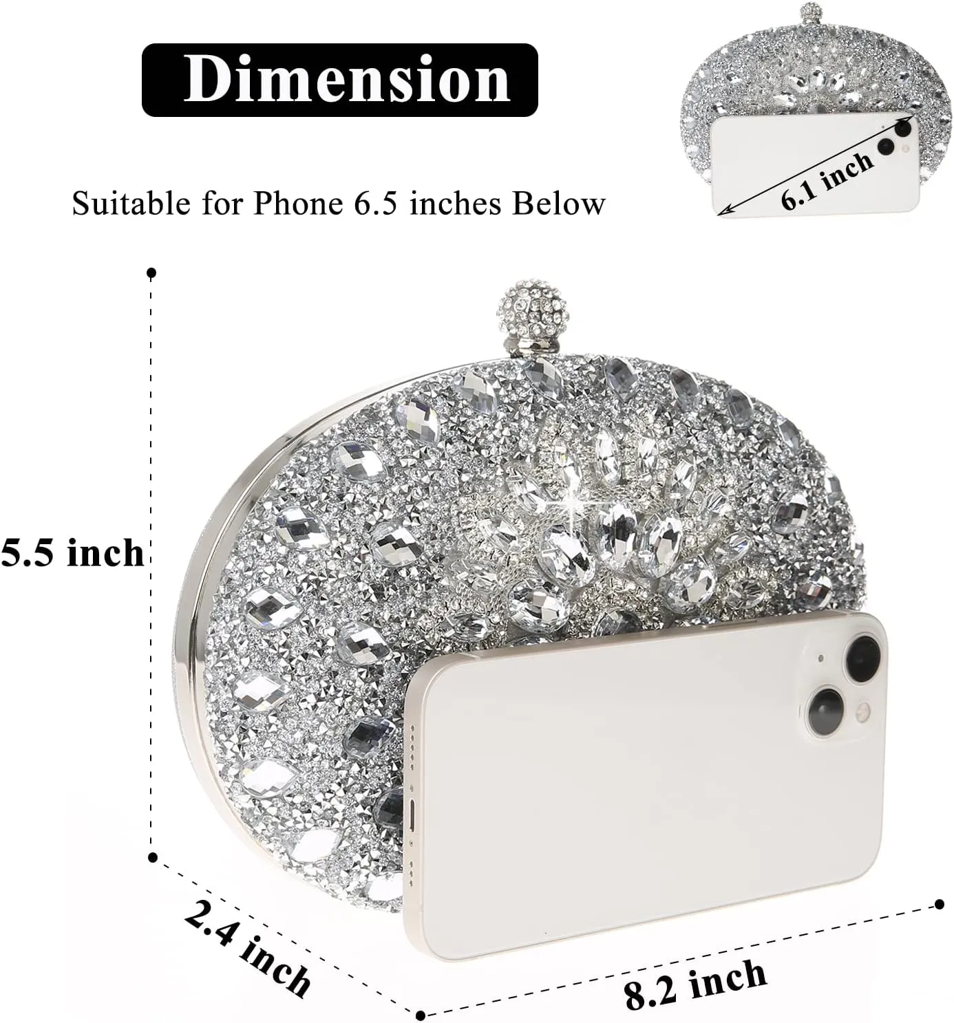 Womens Sparkly Rhinestone Glitter Clutch Purse Evening Handbag Shoulder Bag for Wedding Party Prom