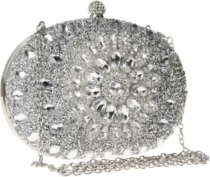 Womens Sparkly Rhinestone Glitter Clutch Purse Evening Handbag Shoulder Bag for Wedding Party Prom