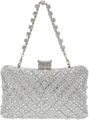 Womens Sparkly Rhinestone Sequin Glitter bag Clutch Evening Handbag Shoulder Bags Purse for Wedding Party Prom