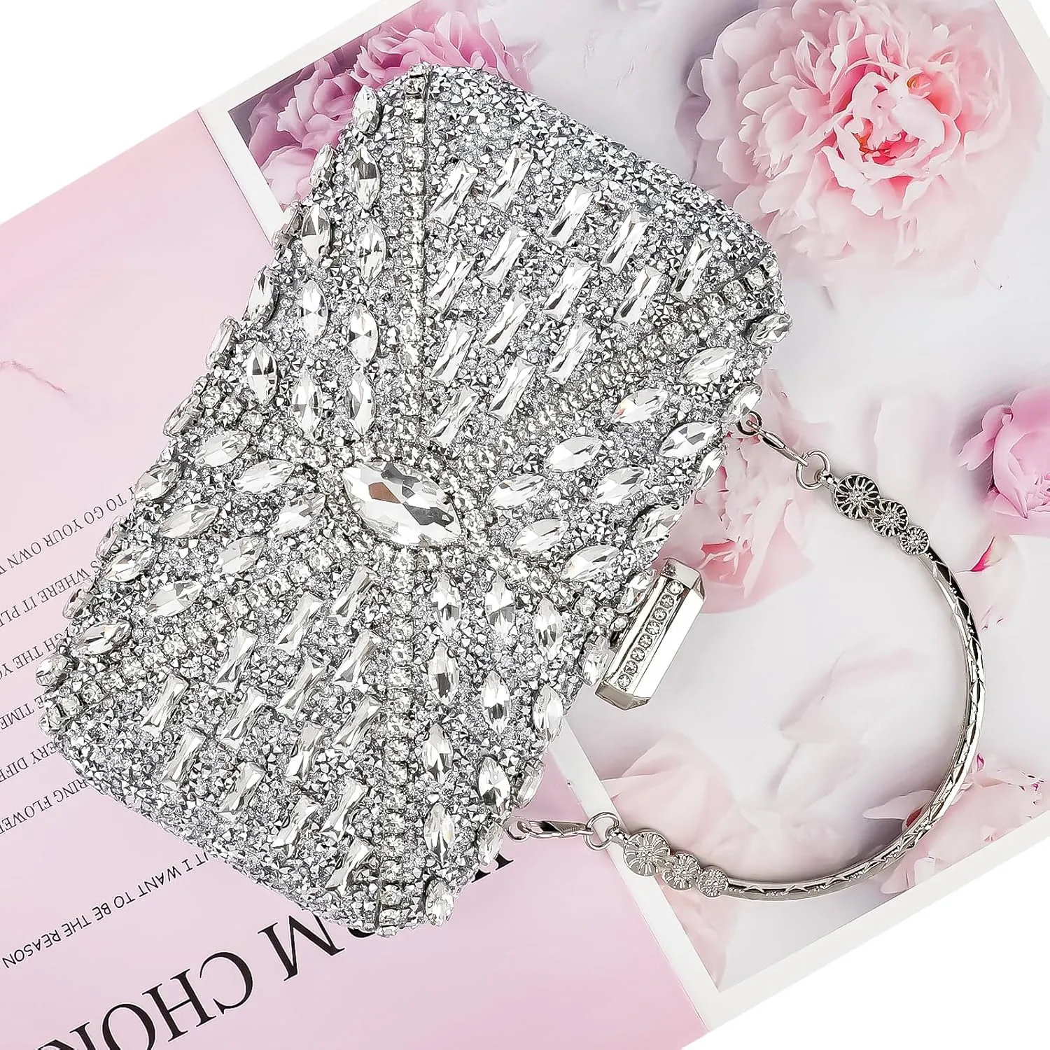 Womens Sparkly Rhinestone Sequin Glitter bag Clutch Evening Handbag Shoulder Bags Purse for Wedding Party Prom