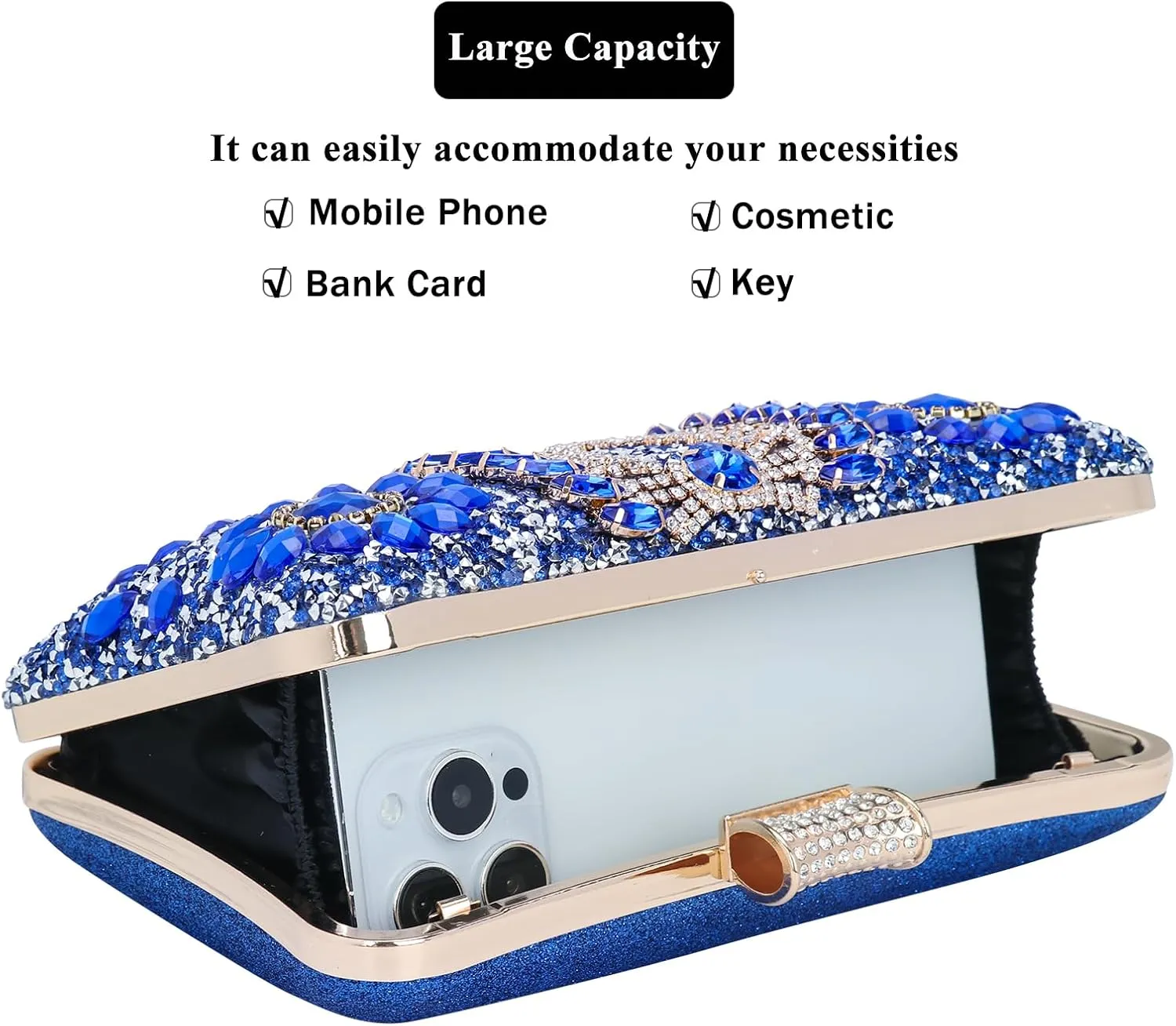 Womens Sparkly Rhinestone Sequin Glitter bag Clutch Evening Handbag Shoulder Bags Purse for Wedding Party Prom