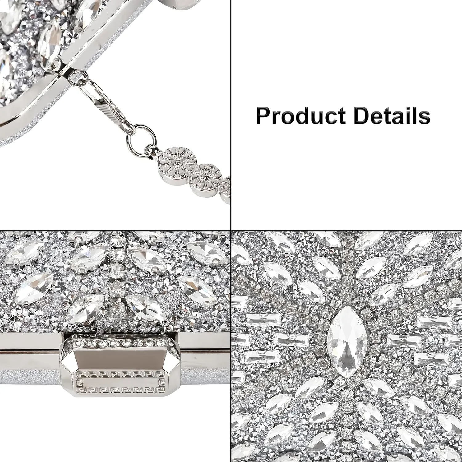 Womens Sparkly Rhinestone Sequin Glitter bag Clutch Evening Handbag Shoulder Bags Purse for Wedding Party Prom