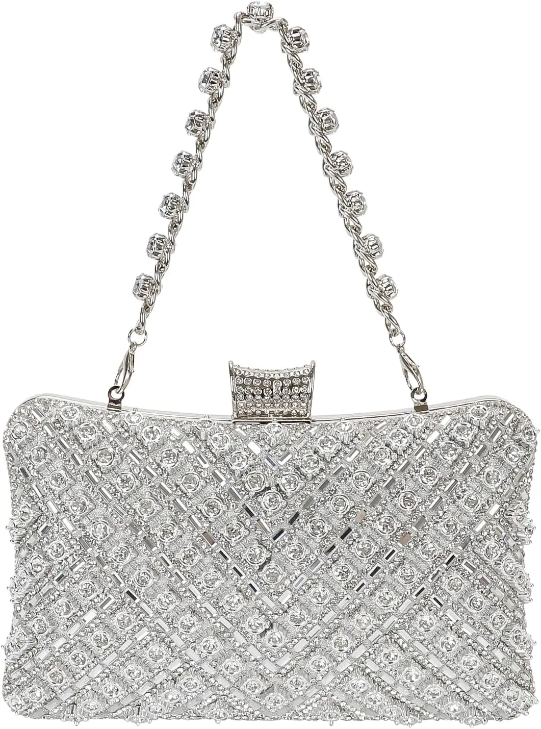 Womens Sparkly Rhinestone Sequin Glitter bag Clutch Evening Handbag Shoulder Bags Purse for Wedding Party Prom