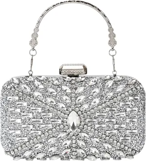 Womens Sparkly Rhinestone Sequin Glitter bag Clutch Evening Handbag Shoulder Bags Purse for Wedding Party Prom