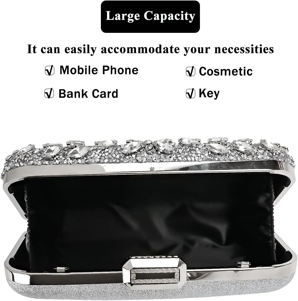 Womens Sparkly Rhinestone Sequin Glitter bag Clutch Evening Handbag Shoulder Bags Purse for Wedding Party Prom