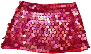 Women's Sparkly Sequins Bodycon Mini Skirts Sexy Side Split Tie Up Low Rise Skirt Fashion Short Hip Party Skirt