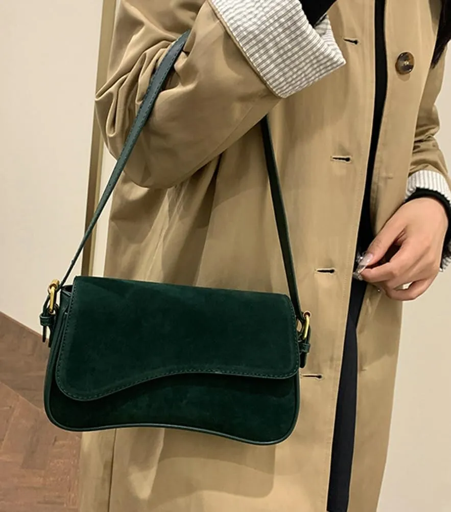 Women’s Suede Hobo Shoulder Bag Retro Winter Fall Tote Handbags 2024 Crossbody Bag Underarm Bags for Travel Work