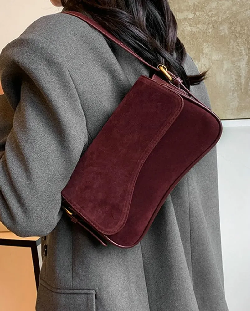 Women’s Suede Hobo Shoulder Bag Retro Winter Fall Tote Handbags 2024 Crossbody Bag Underarm Bags for Travel Work