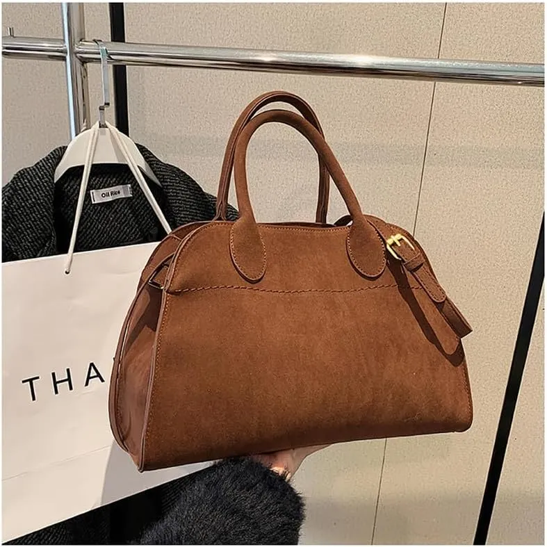 Womens Suede Tote Bag, Faux Leather Tote Bag for Women Vintage Top Handle Bag Fashion Retro Shoulder Satchel Bag