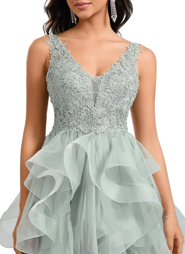 Women's Sweetheart Homecoming Dress Tulle Lace Appliques A Line Cocktail Dresses for Teens Quinceanera DAMA Dress