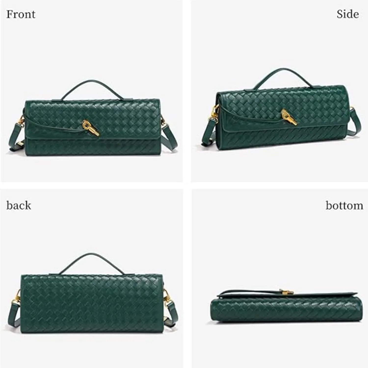 Woven Crossbody Bags for Women Casual Fashion Shoulder Handbag Evening Vegan Leather Clutch Purse