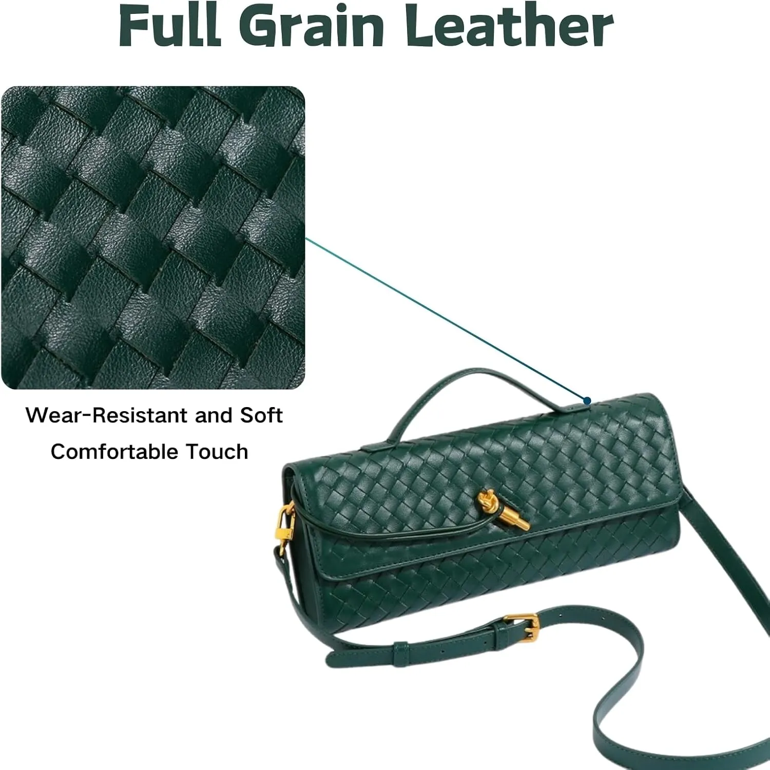 Woven Crossbody Bags for Women Casual Fashion Shoulder Handbag Evening Vegan Leather Clutch Purse