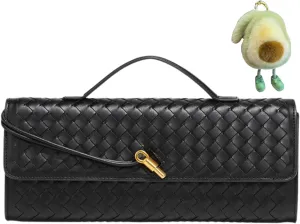 Woven Crossbody Bags for Women Casual Fashion Shoulder Handbag Evening Vegan Leather Clutch Purse