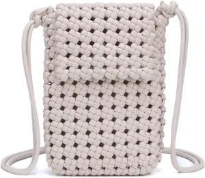 Woven Crossbody bags for women,Artificial leather PU White bag Summer Beach Travel Handbag and Purse Retro Handmade Shoulder Bag