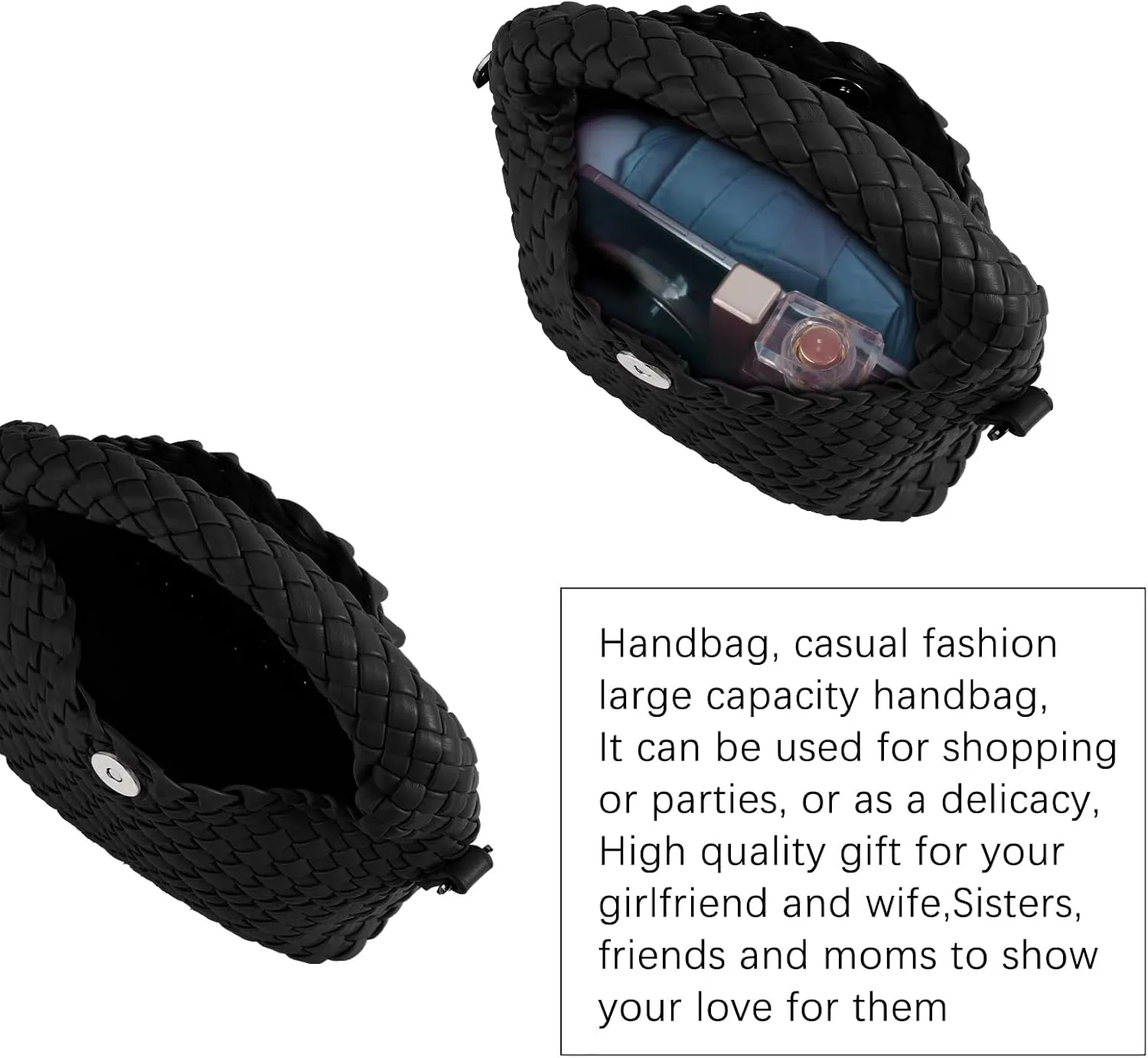 Woven Purse bag For Women, Small Crossbody Tote Bag with Detachable Shoulder Strap, Girls Top Handle Handbag