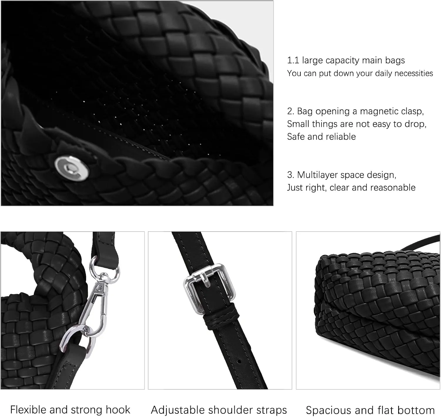 Woven Purse bag For Women, Small Crossbody Tote Bag with Detachable Shoulder Strap, Girls Top Handle Handbag