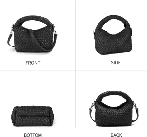 Woven Purse bag For Women, Small Crossbody Tote Bag with Detachable Shoulder Strap, Girls Top Handle Handbag