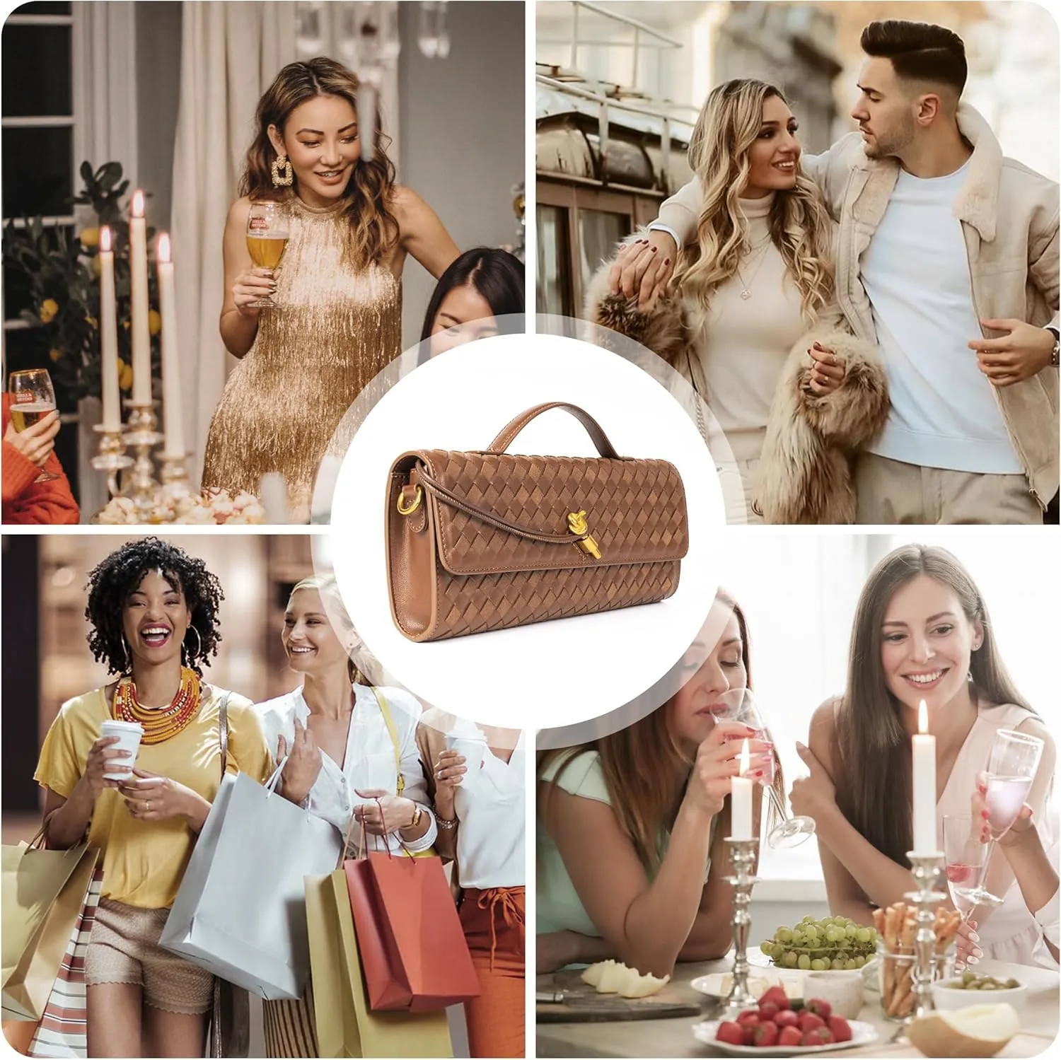 Woven Purse For Women Evening Clutch Woven Leather Handbags Crossbody Bag Suede Purse Formal Evening bag