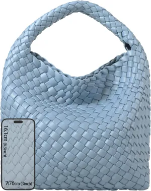 Woven Purses Bag for Women, Vegan Leather Handwoven Bags with Mini Handmade Purse, SMALL Travel Beach Top Handle Handbags