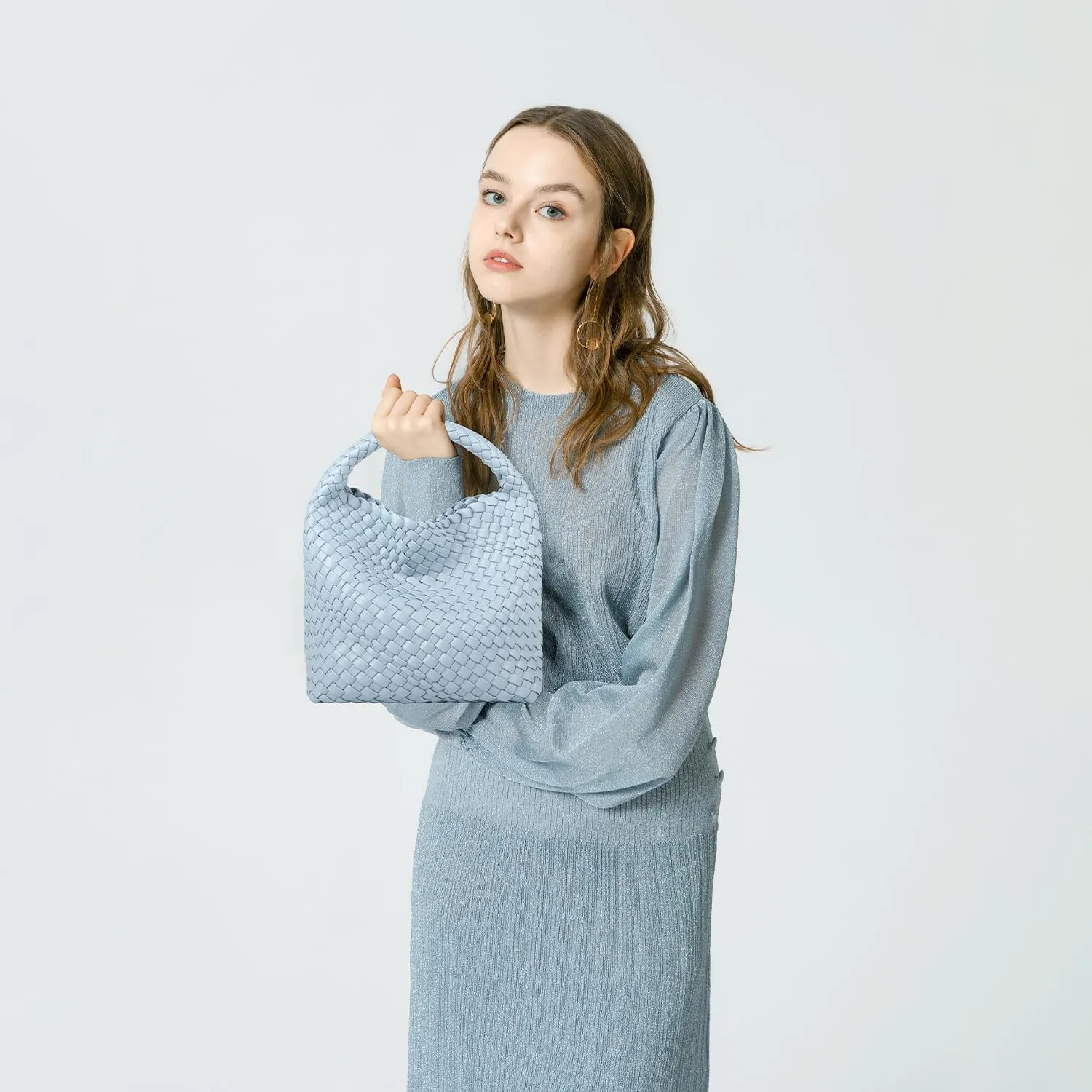 Woven Purses Bag for Women, Vegan Leather Handwoven Bags with Mini Handmade Purse, SMALL Travel Beach Top Handle Handbags