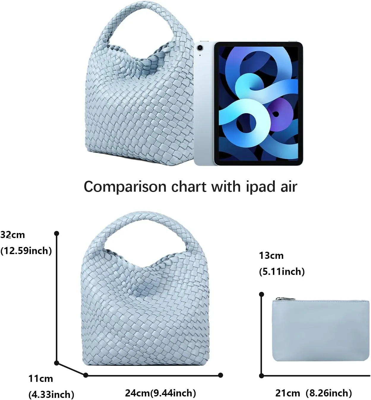 Woven Purses Bag for Women, Vegan Leather Handwoven Bags with Mini Handmade Purse, SMALL Travel Beach Top Handle Handbags