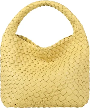 Woven Purses Bag for Women, Vegan Leather Handwoven Bags with Mini Handmade Purse, SMALL Travel Beach Top Handle Handbags