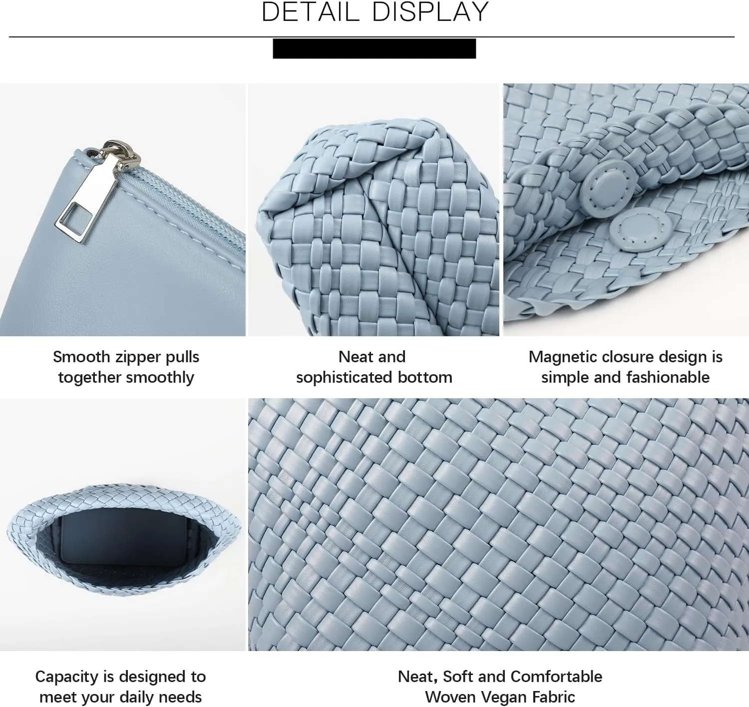 Woven Purses Bag for Women, Vegan Leather Handwoven Bags with Mini Handmade Purse, SMALL Travel Beach Top Handle Handbags