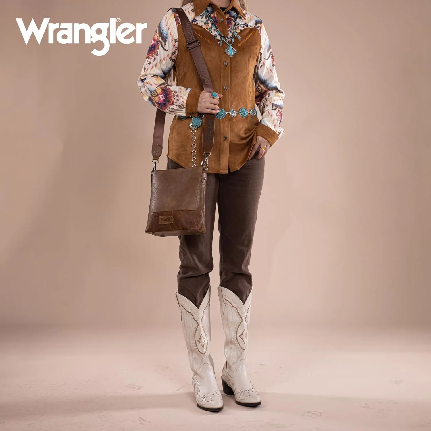 Wrangler Crossbody Purses for Women Two Tone Crossbody Bags Women Purses and Handbags
