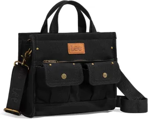X Lee Canvas Tote Bag for Women Medium Crossbody Bag Top-handle Handbag with Multi-Pockets for Travel Beach Everyday Use
