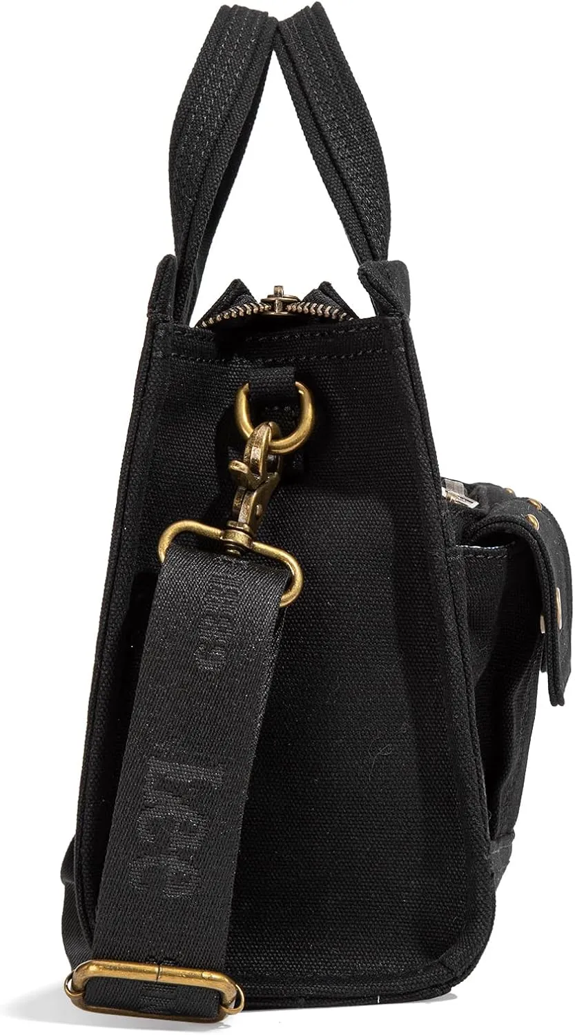 X Lee Canvas Tote Bag for Women Medium Crossbody Bag Top-handle Handbag with Multi-Pockets for Travel Beach Everyday Use