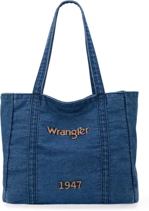 x Wrangler Denim Tote Bag Casual Hobo Purse for Work Travel