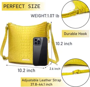 XXGJOALD-Shoulder Crocodile Flat Handbags for Women trendy Ladies Shoulder Bag Embossed Pattern Leather Crossbody Purse