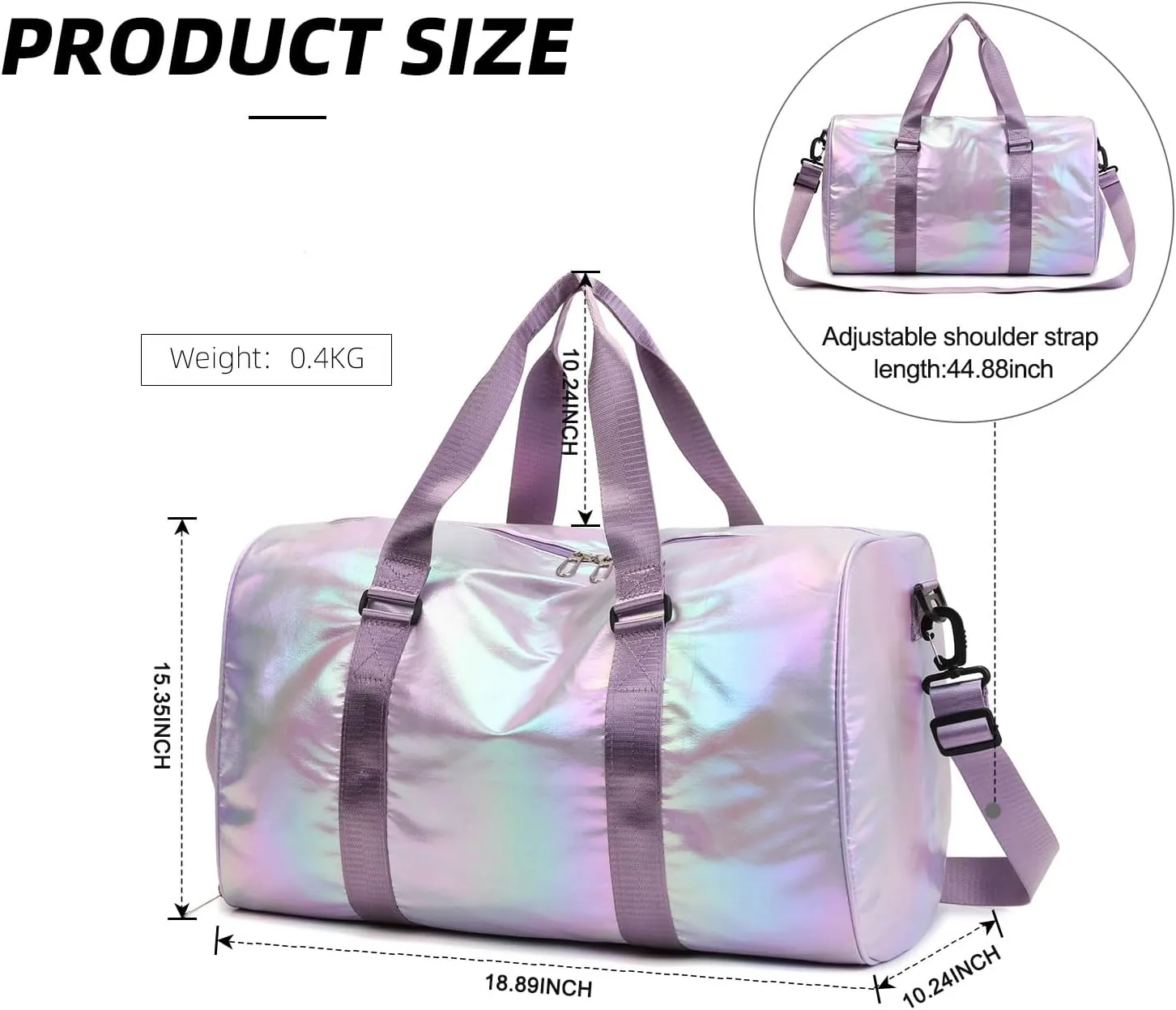 Yaopeing Gym Bag with Shoes Compartment,Sports Duffle Bag for Girls,Waterproof Travel Gym Tote Bags for Women,Purple