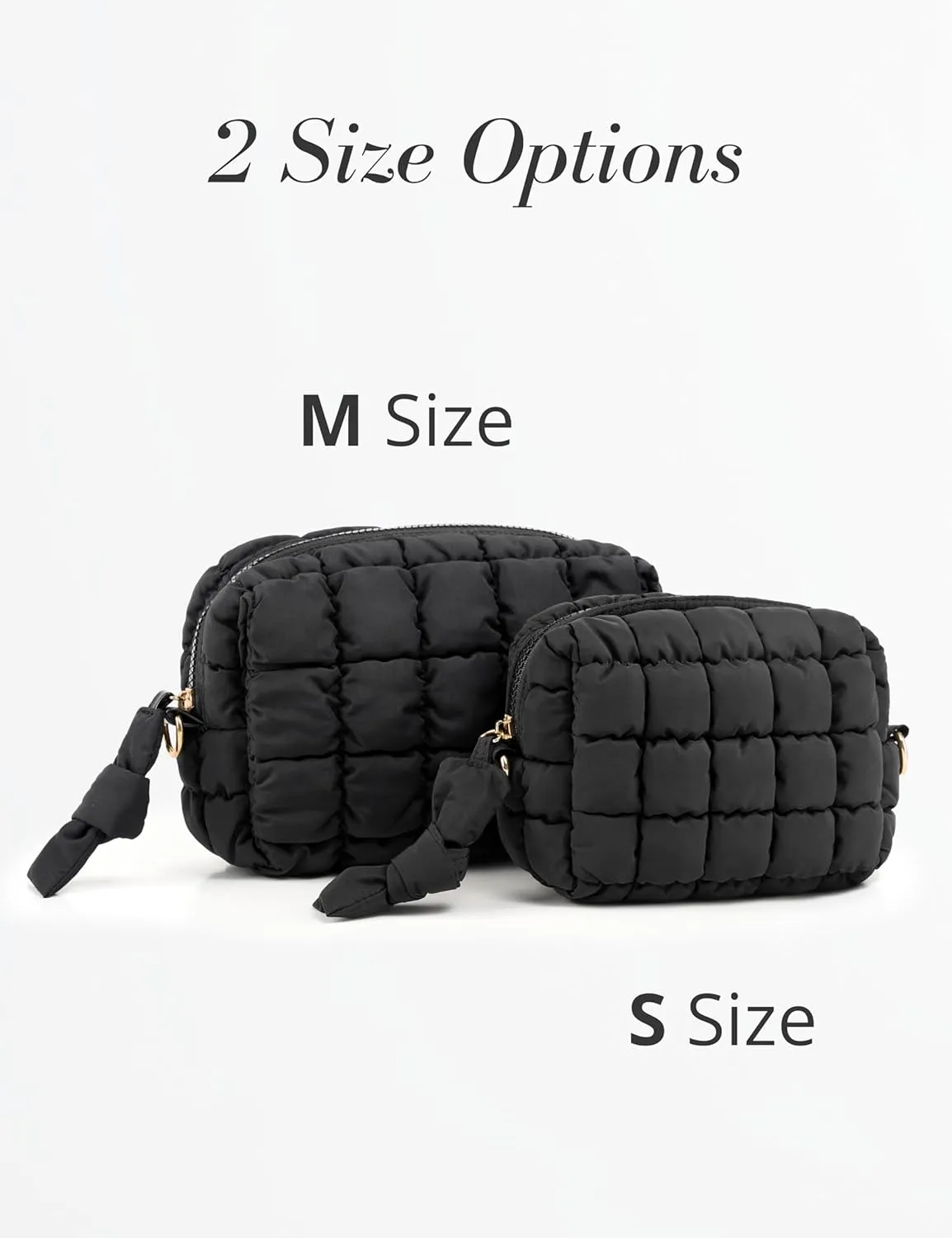 Yarnic Quilted Makeup Bag Cosmetic Bag, Travel Toiletry Bag for Women, Cute Makeup Bag Organizer Puffer Makeup Pouch (M, Beige)