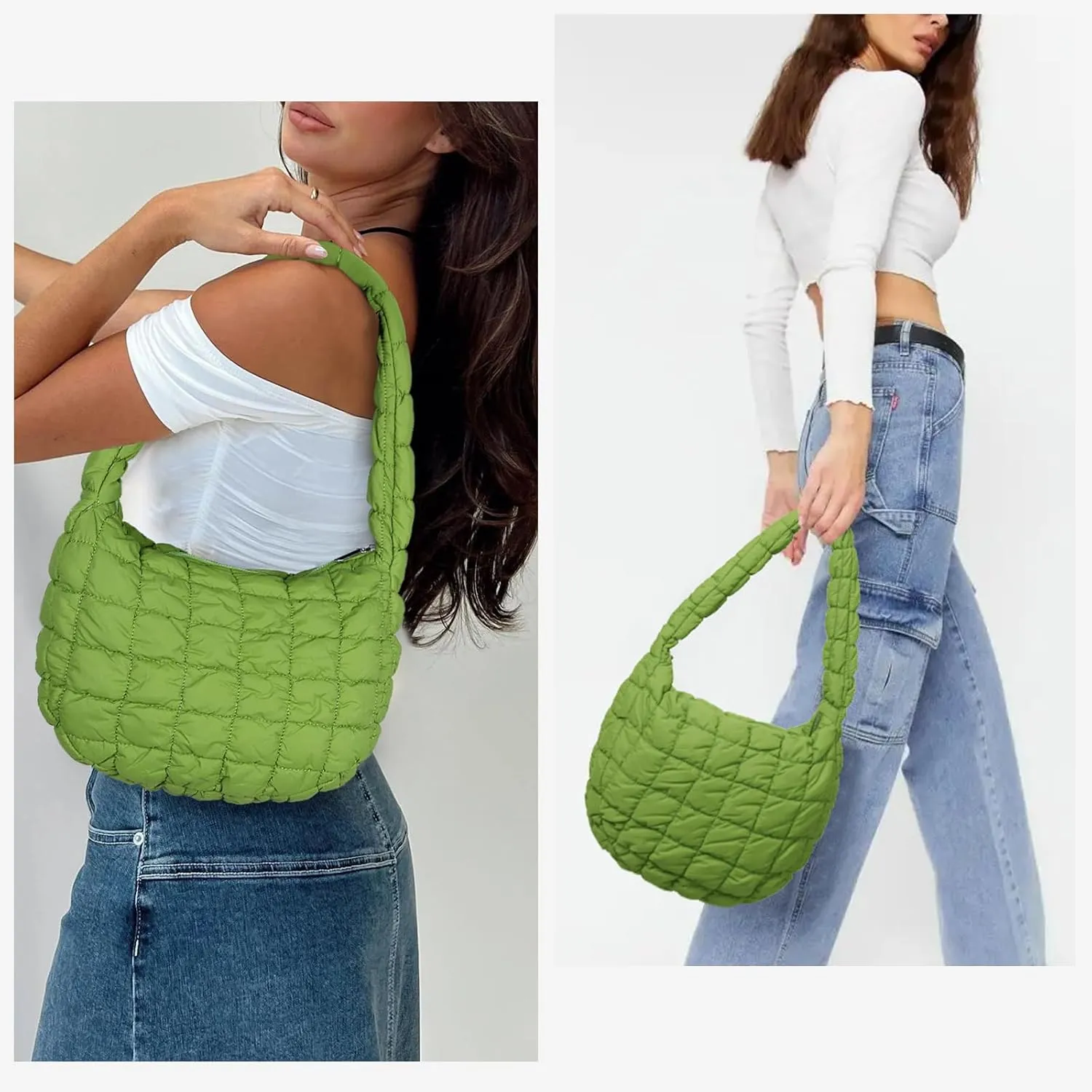 YFGBCX Quilted Tote Bag for Women - Lightweight Puffy Shoulder Bag with Quilted Padding
