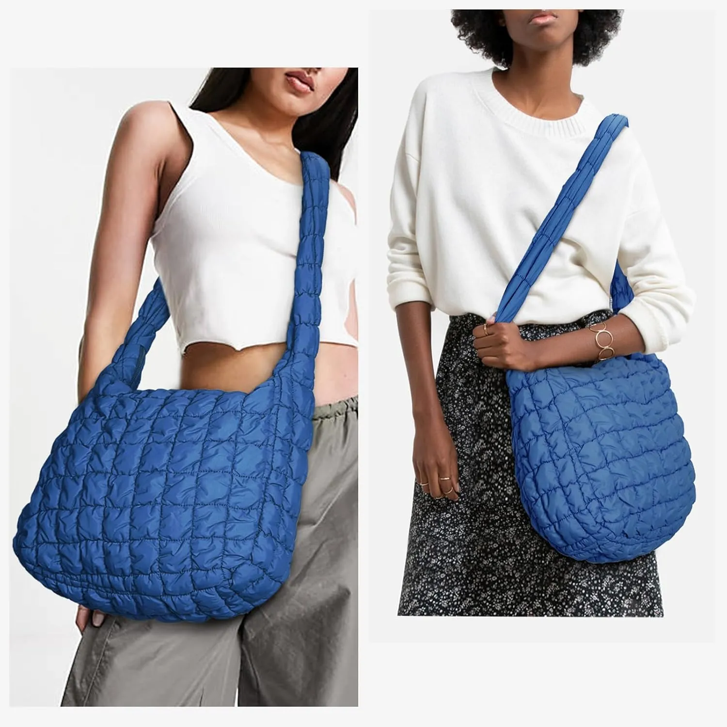 YFGBCX Quilted Tote Bag for Women - Lightweight Puffy Shoulder Bag with Quilted Padding