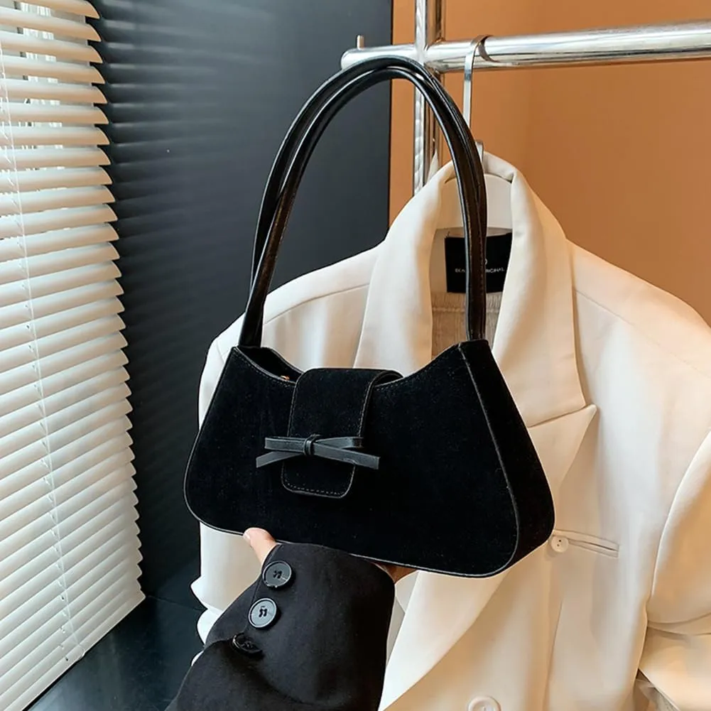 YFGBCX Suede Handbag for Women Suede Hobo Bag Y2k Shoulder Bag for Women Brown Bow Purse