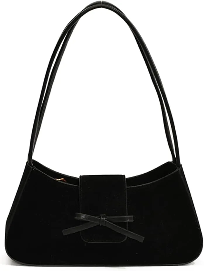 YFGBCX Suede Handbag for Women Suede Hobo Bag Y2k Shoulder Bag for Women Brown Bow Purse