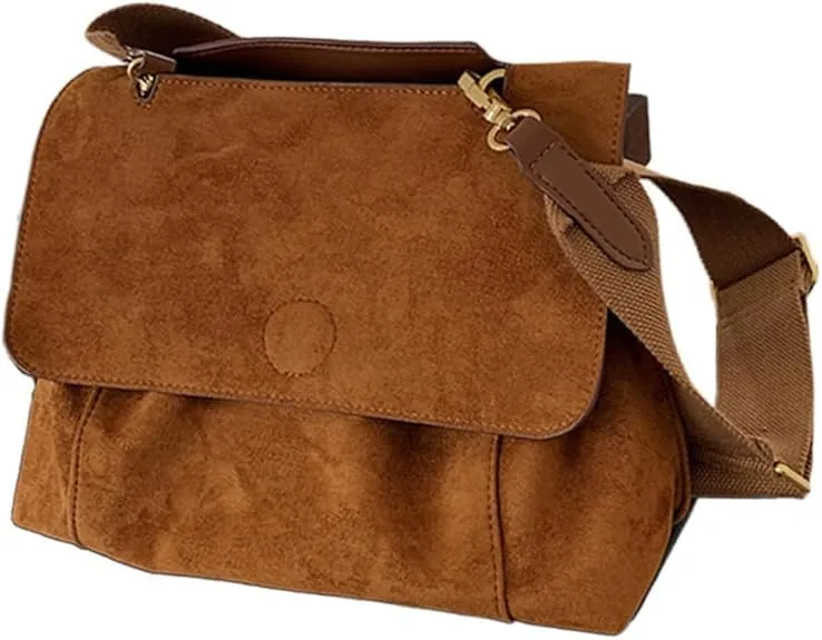 YFGBCX Suede Tote Bag Brown Slouchy Work Bag Suede Shoulder Bag Crossbody Purse for Women