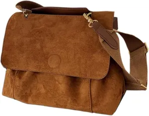 YFGBCX Suede Tote Bag Brown Slouchy Work Bag Suede Shoulder Bag Crossbody Purse for Women