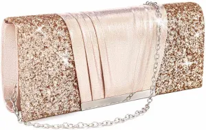 Yokawe Women's Clutch Purse Flap Glitter Evening Bag Prom Party Bride Wedding Handbag