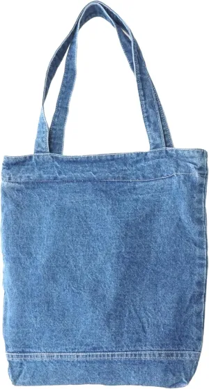 YunZh Canvas Bag Denim Tote Shoulder Handbag Shopping Travel Pockets Reusable Grocery Bags