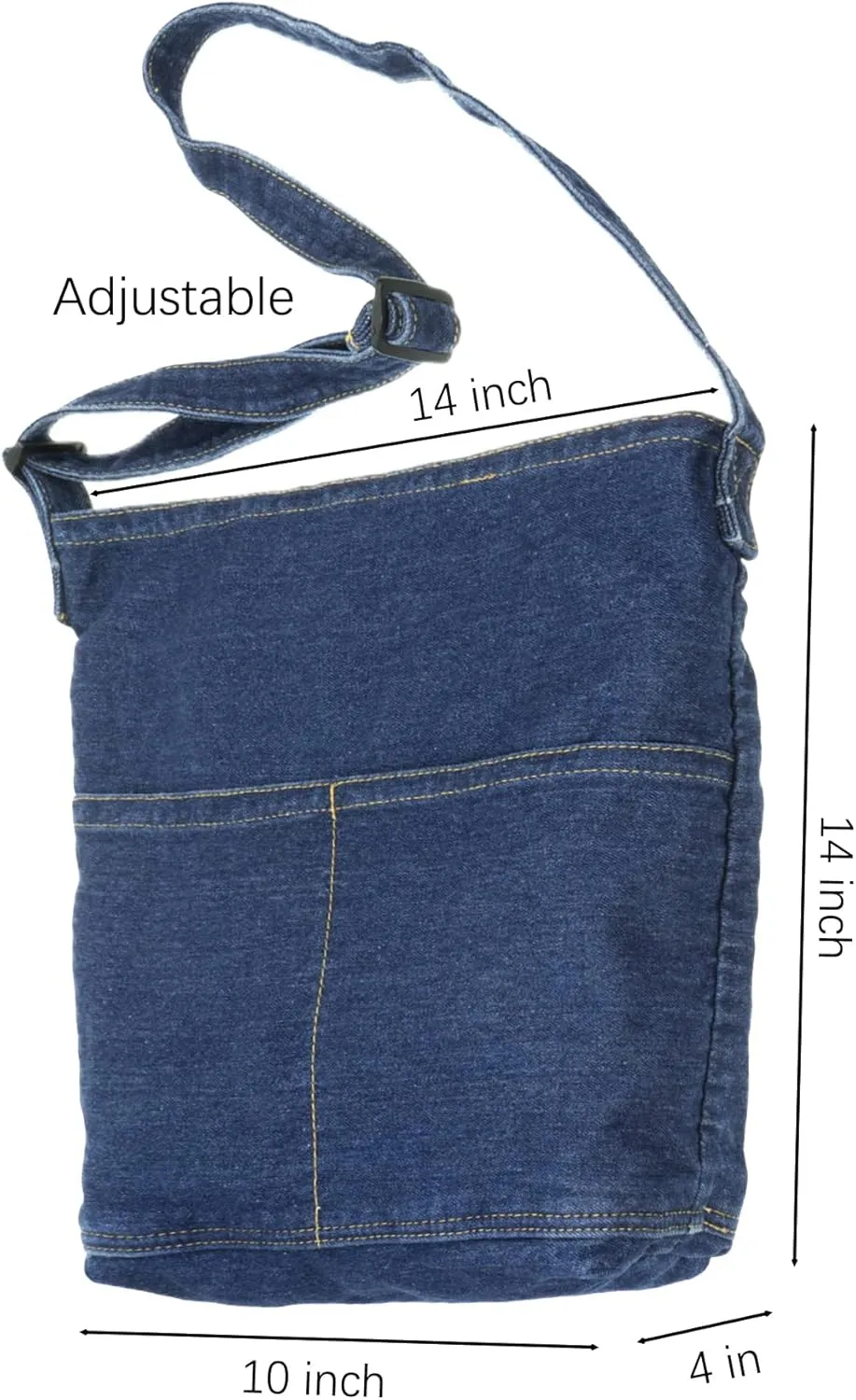 YunZh Denim Shoulder Bag for Women, Casual Style Lightweight Classic Retro Travel Shopper Hobo Bag
