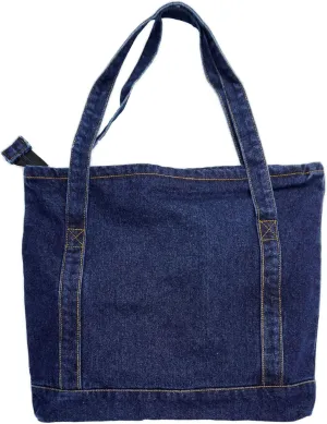 YunZh Denim Tote Bag Casual Style Lightweight Classic Retro Travel Shopper Shoulder Handbag