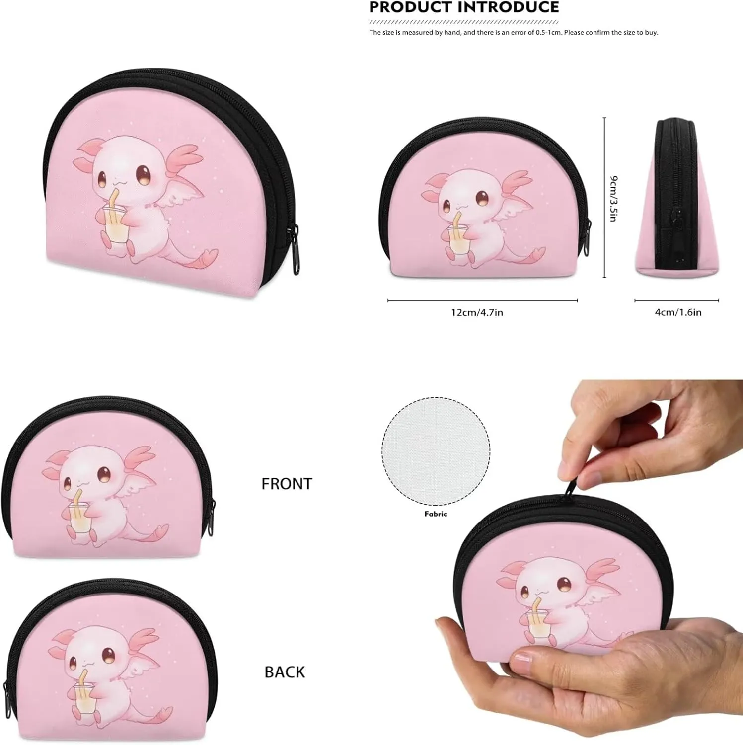 ZOUTAIRONG Axolotl Mini Backpack Purse for Women Tees Girls Small Backpacks Leather Rucksack Knapsack Casual Travel Coin Purse Toiletry Pouch Wallet with Milk Tea Designs Pink