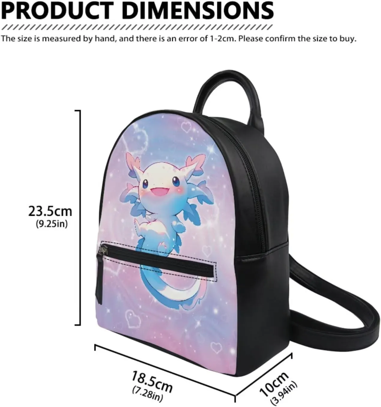 ZOUTAIRONG Blue Axolotl Mini Backpack Purse for Women Shoulder Bag Girls Purse and Wallet Set Trendy Small Backpacks Women Travel Storage Bag Daypack Pouch